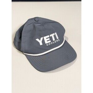 YETI Coolers Gray Snapback Trucker Hat Cap Rope Trim Outdoor Vintage Style